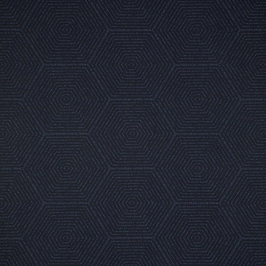 Navy blue fabric with a geometric hexagonal pattern