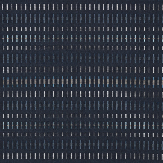 Navy blue fabric with a subtle pattern of small white and gray lines