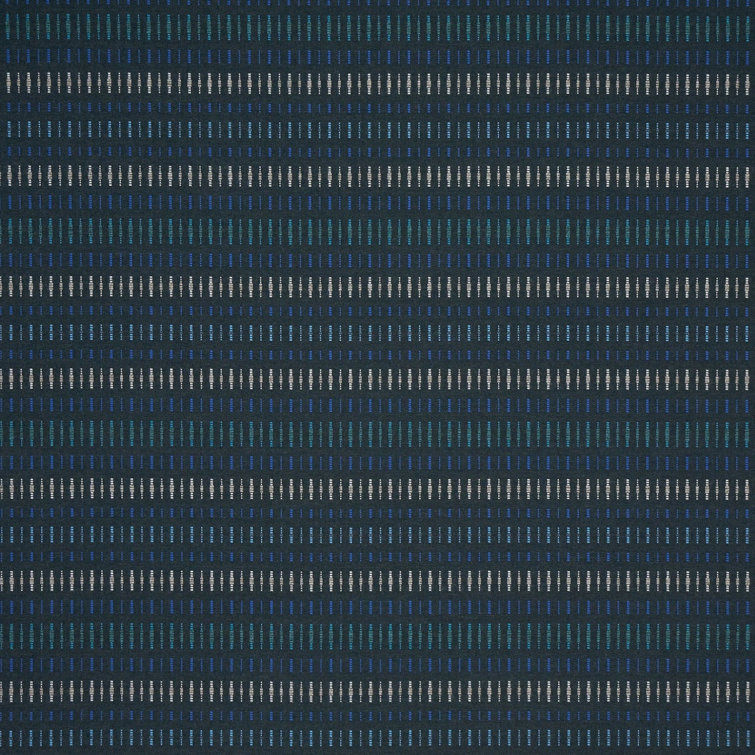 Patterned fabric with blue and gray stripes on a dark blue background