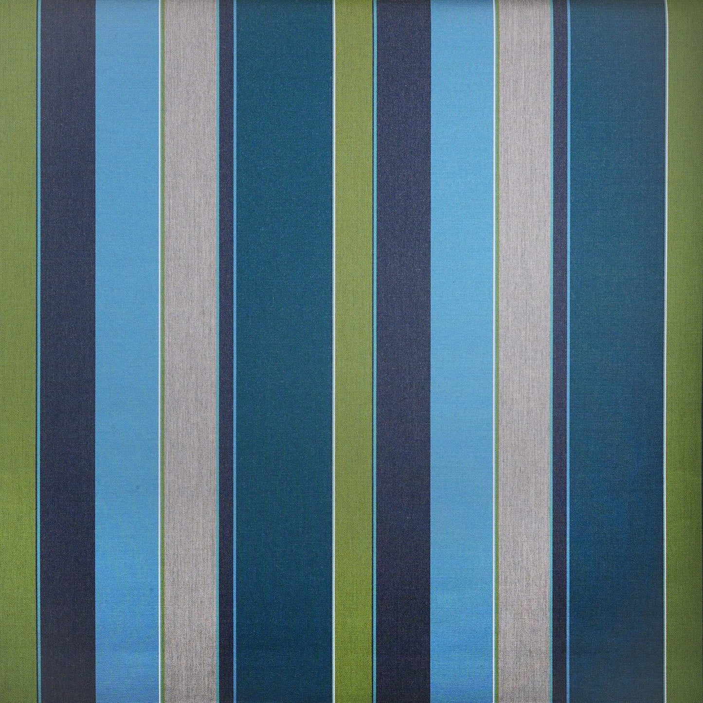 Striped fabric pattern with blue, green, and gray vertical stripes.