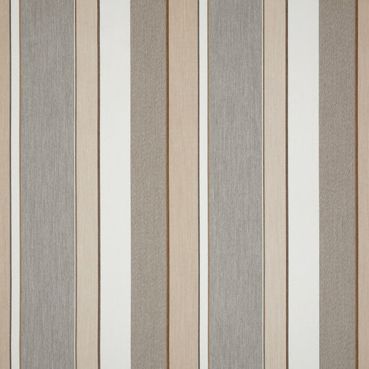 A stripe-patterned wallpaper in beige, white, and gray colors.