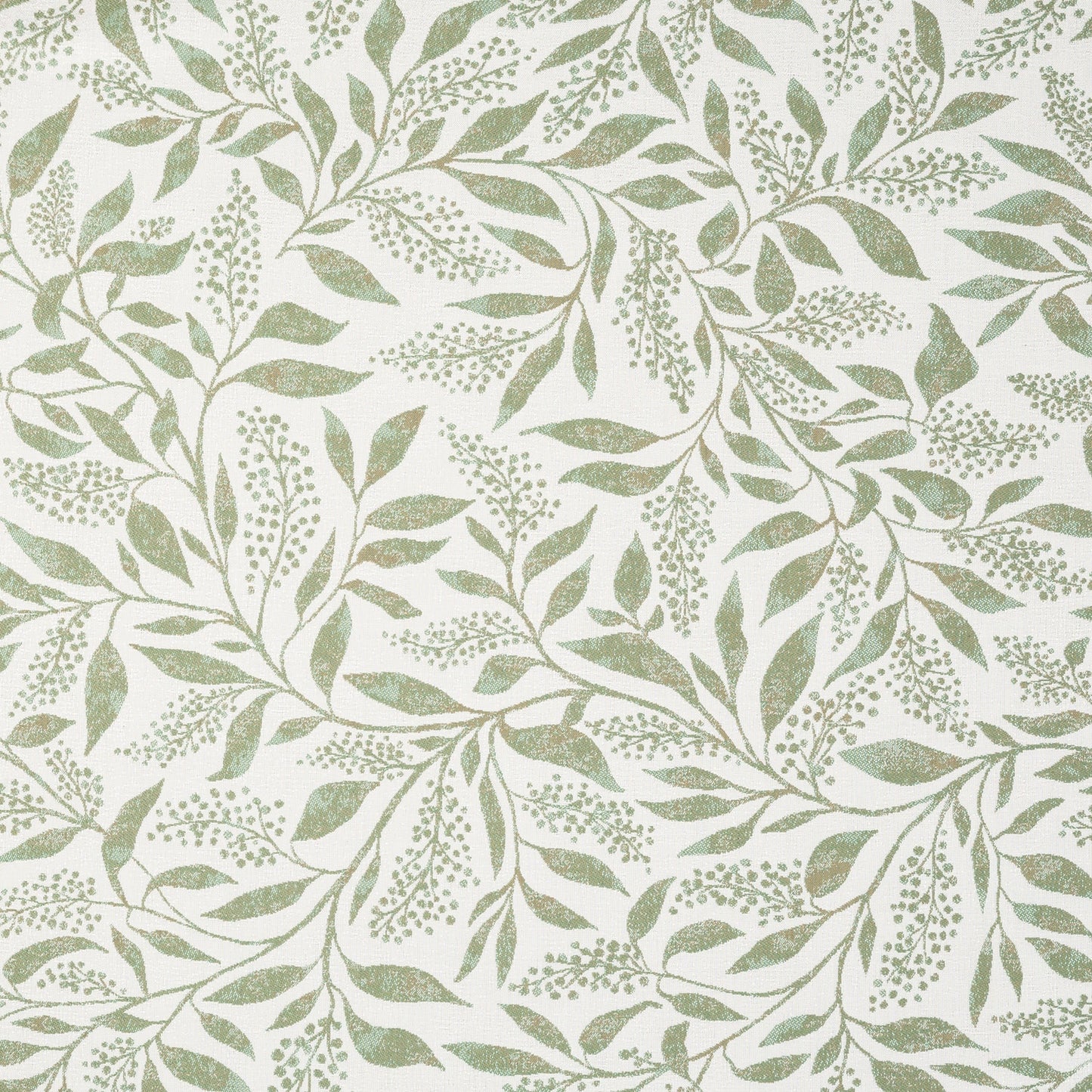Pattern of green leaves and branches on a light background