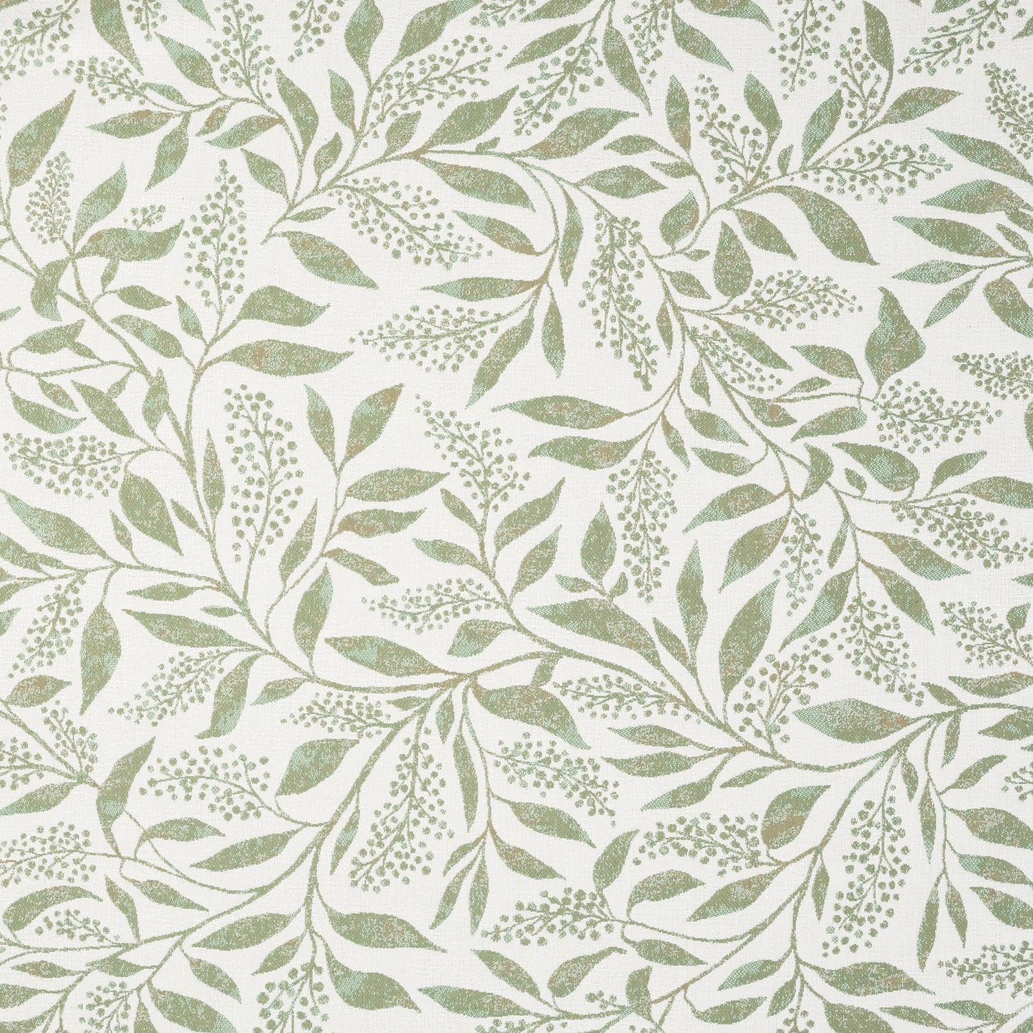 Pattern of green leaves and branches on a light background