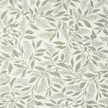 Pattern of green leaves and branches on a light background