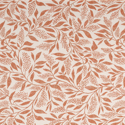 Patterned fabric with red leaves on a white background