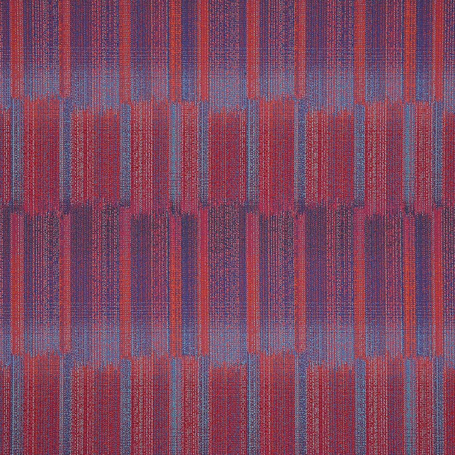 Textured fabric pattern with red and blue vertical stripes