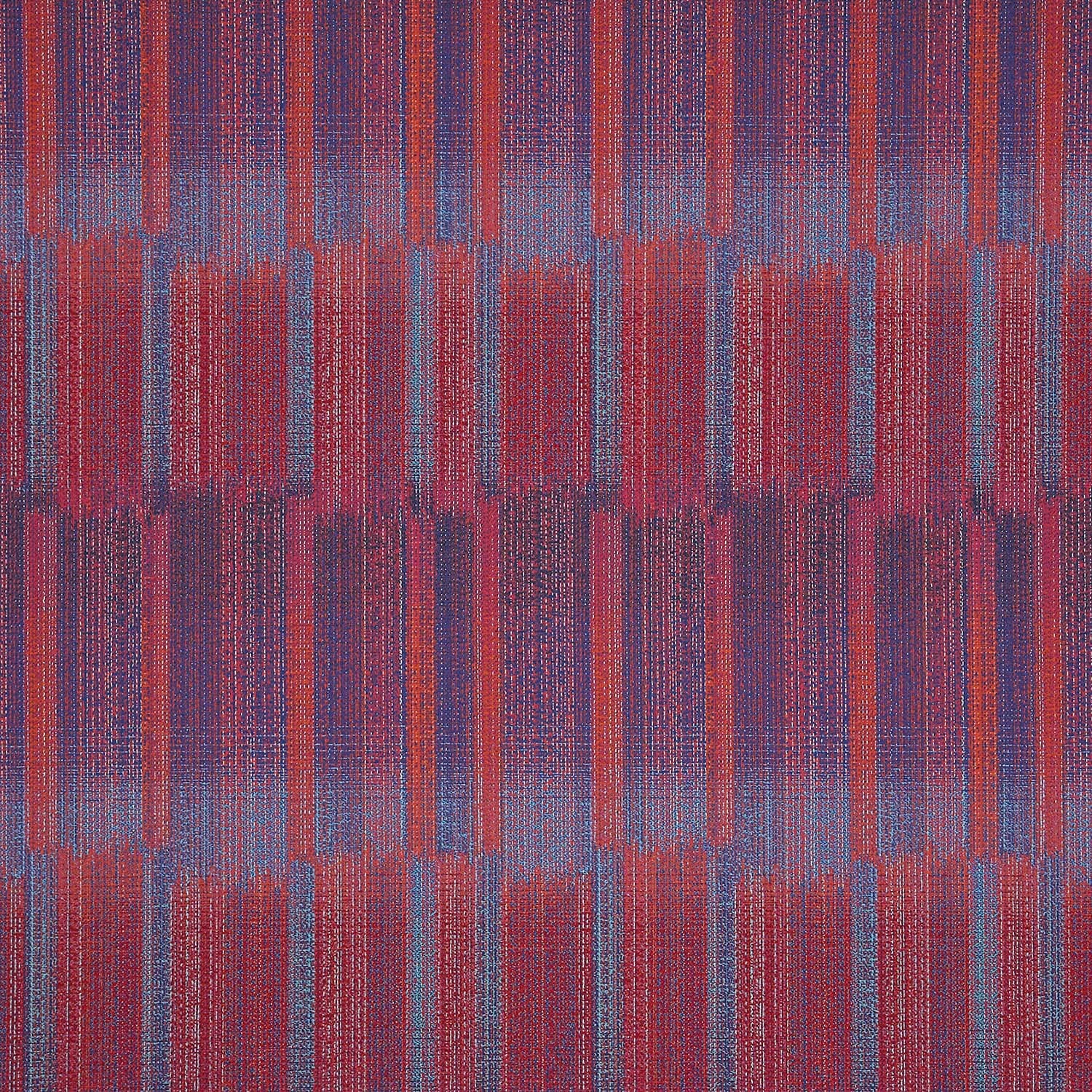 Textured fabric pattern with red and blue vertical stripes