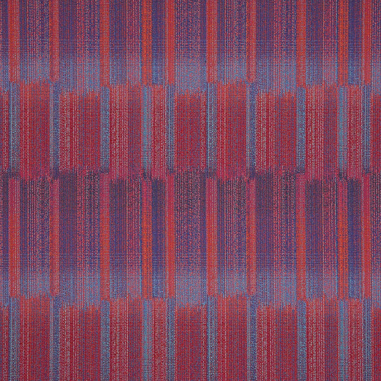 Textured fabric pattern with red and blue vertical stripes