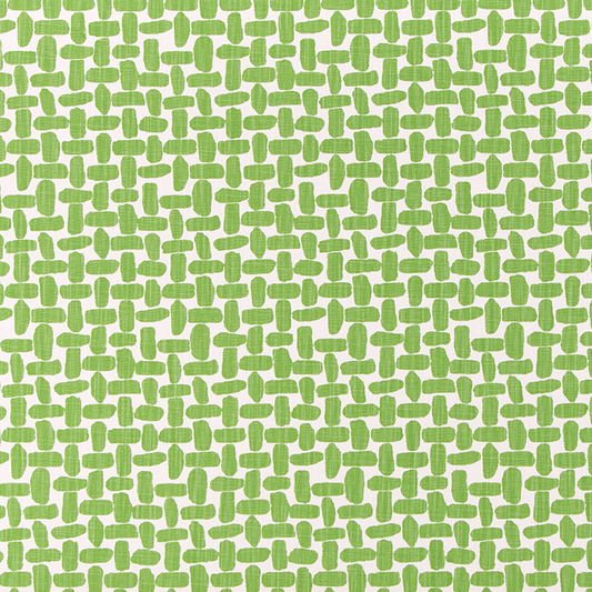 Green woven pattern on a fabric swatch with a ruler at the bottom.