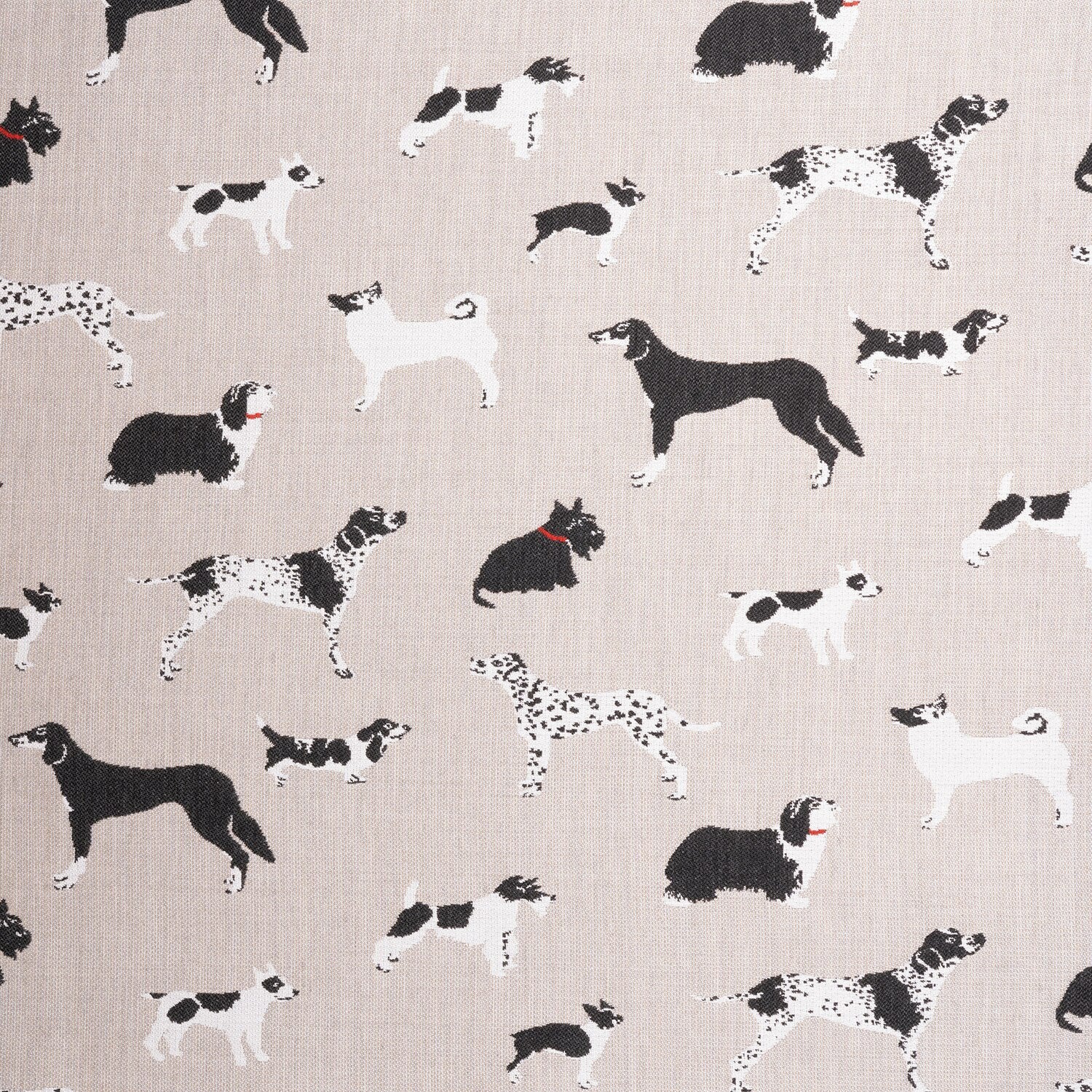 Pattern of various dogs on a beige background