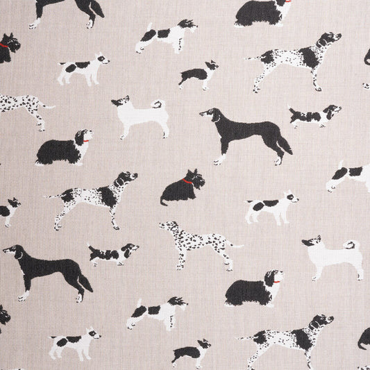 Pattern of various dogs on a beige background