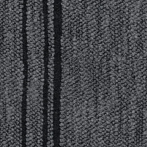 Close-up of a textured gray FABRIC with black stripes