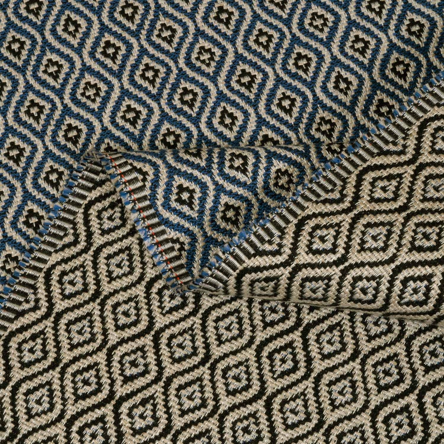 Close-up of a patterned fabric with geometric design