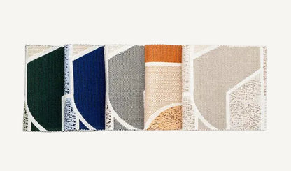 Rectangular woven mat with geometric pattern on a white background