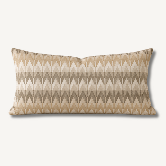 Beige Zigzag Chevron Lumbar Pillow