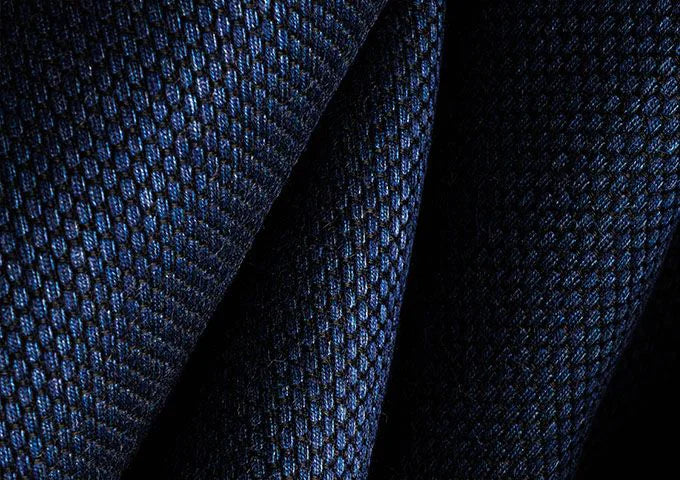 Close-up of blue textured fabric