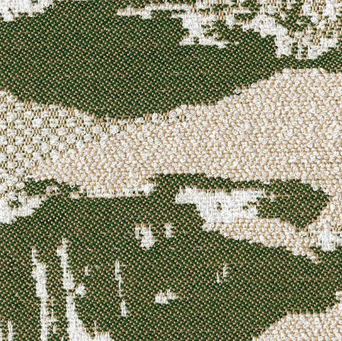 Close-up of a camouflage pattern with green, beige, and white colors.